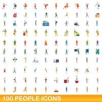 100 persone set di icone, stile cartone animato vettore