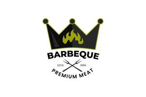classico logo barbecue king premium carne vettore