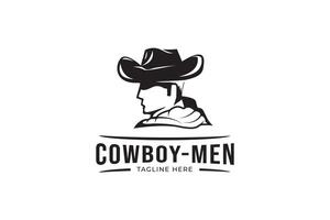 cowboy uomini nero bianco logo modello moderno vettore