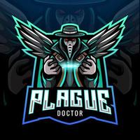 design della mascotte del logo esport della peste del medico vettore