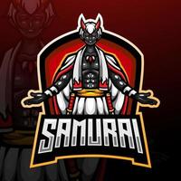 design del logo esport della mascotte del diavolo samurai vettore