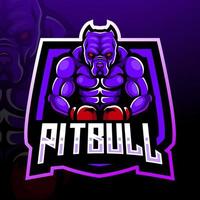 pitbull boxe esport logo mascotte design vettore