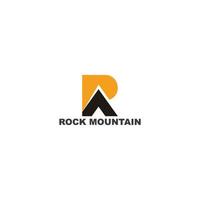 lettera r triangolo roccia montagna sole design logo vettoriale