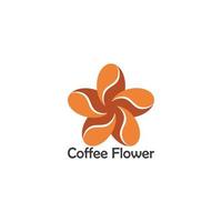vettore di logo delle curve del chicco di caffè di forma del fiore