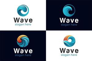 logo dell'onda d'acqua blu. l'astratto spruzza la raccolta del pacchetto del logo degli elementi delle onde liquide
