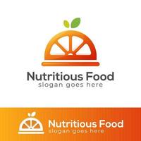 logo del menu di cibo nutriente e sano per dieta, vegetariano, menu del ristorante, caffetteria e negozio di frutta vettore