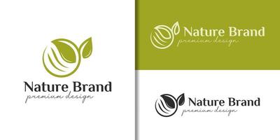 design del logo semplice puro eco-crescita foglia verde. le foglie delle piante possono essere utilizzate con il logo della fattoria e dell'agricoltura vettore