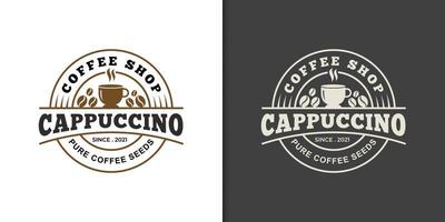 modello di logo del distintivo del cappuccino della bevanda fresca della caffetteria di affari vettore