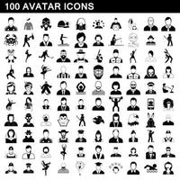 100 icone avatar impostate, stile semplice vettore