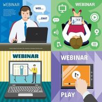 set di banner per webinar, stile piatto vettore