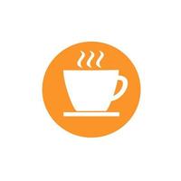 icona della tazza di caffè sul cerchio giallo. vettore