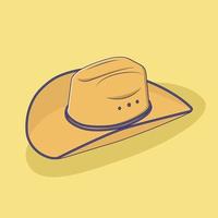 illustrazione dell'icona di vettore del cappello da cowboy con contorno per elemento di design, clip art, web, pagina di destinazione, adesivo, banner. stile cartone animato piatto