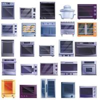set di icone del forno a convezione, stile cartone animato