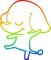 arcobaleno gradiente disegno cartone animato elefante sorridente vettore