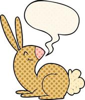 simpatico cartone animato coniglio e fumetto in stile fumetto vettore