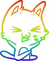 arcobaleno gradiente linea disegno cartone animato gatto sibilante vettore