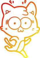 caldo gradiente disegno cartone animato gatto sorpreso in esecuzione vettore