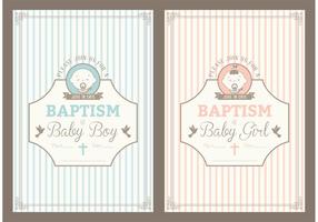 Retro carte di invito di battesimo vettoriale