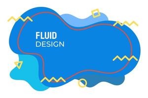 design fluido in colore blu al centro con linee a zigzag vettore