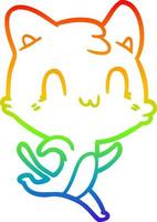 arcobaleno gradiente linea disegno cartone animato gatto felice vettore