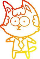 caldo gradiente linea disegno felice cartone animato gatto impiegato vettore