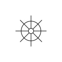 modello del logo dell'illustrazione vettoriale dell'icona della linea sottile del timone, della nautica, della nave, della barca. adatto a molti scopi.