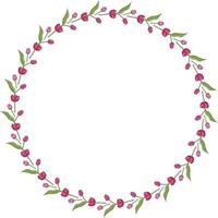 cornice rotonda con graziosi tulipani rosa orizzontali su sfondo bianco. cornice isolata di fiori per il tuo design. vettore