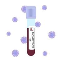 una provetta con il sangue di una persona con vaiolo delle scimmie. test positivo per il virus. illustrazione vettoriale. vettore