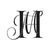 hm, mh, logo del monogramma. icona della firma calligrafica. monogramma del logo del matrimonio. simbolo del monogramma moderno. logo delle coppie per il matrimonio vettore