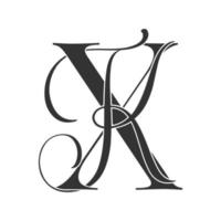 xk,kx, logo monogramma. icona della firma calligrafica. monogramma del logo del matrimonio. simbolo del monogramma moderno. logo delle coppie per il matrimonio vettore