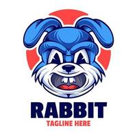 modello di logo mascotte testa di coniglio vettore