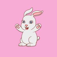 cartone animato simpatico coniglietto divertendosi. illustrazione vettoriale. simpatico cartone animato animale vettore