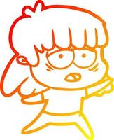 caldo gradiente disegno cartone animato donna stanca vettore