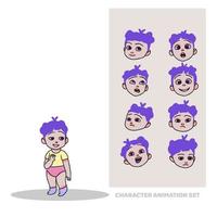 set di animazione del personaggio, bambina, bambino, figura intera, creazione di persone con emozioni, doodle vettore