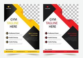 business gym fitness flyer design di colore giallo e rosso modello aziendale per la copertina dell'opuscolo aziendale della relazione annuale vettore