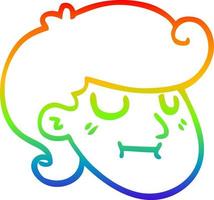 arcobaleno gradiente linea disegno cartone animato felice ragazzo biondo vettore