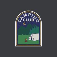 distintivo emblema vintage design colorato camping club vettore