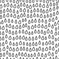 in bianco e nero senza cuciture con contorno doodle gocce di pioggia. vettore