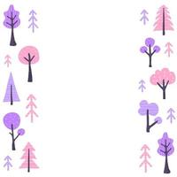poster con alberi di doodle scandinavi colorati e spazio per il testo. vettore