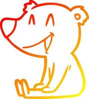 cartone animato di orso seduto di disegno a linea a gradiente caldo vettore