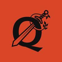 logo della spada alfabeto q vettore