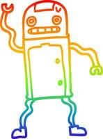 robot dei cartoni animati di disegno a tratteggio sfumato arcobaleno vettore