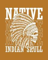 illustrazione del poster del cranio dei nativi americani vettore