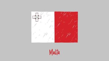 marcatore bandiera malta o illustrazione dello schizzo a matita vettore