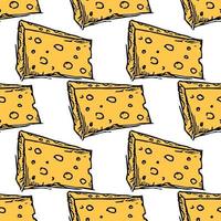 modello di formaggio senza cuciture. modello vettoriale doodle con icone di formaggio. sfondo di formaggio colorato