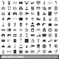 100 chiavi set di icone, stile semplice vettore