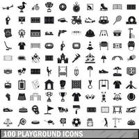 100 icone del parco giochi impostate, stile semplice vettore