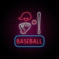 insegne al neon da baseball impostate. vettore