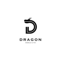 logo della lettera d con drago. illustrazione vettoriale. vettore