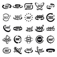Set di icone a 360 gradi, stile semplice vettore